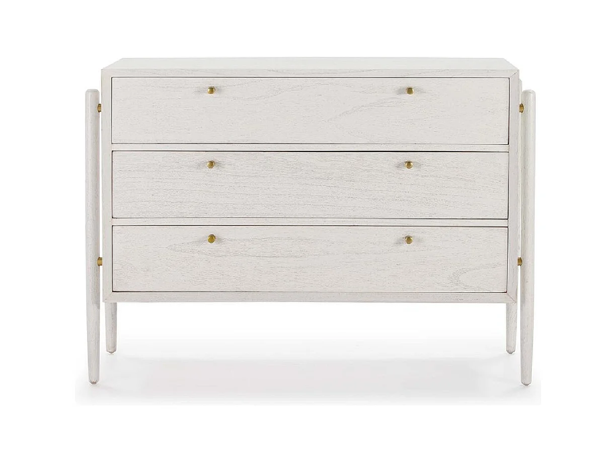 Aparador Vazen blanco de madera maciza de 3 cajones