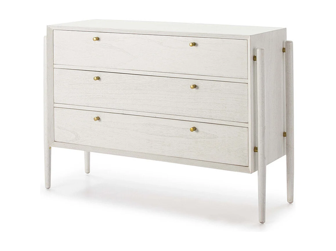 Commode 3 tiroirs bois massif blanc Vazen