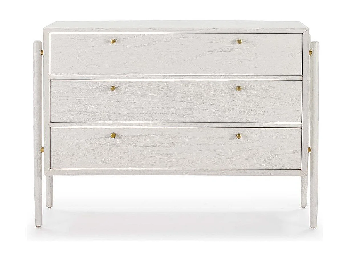 Commode 3 tiroirs bois massif blanc Vazen