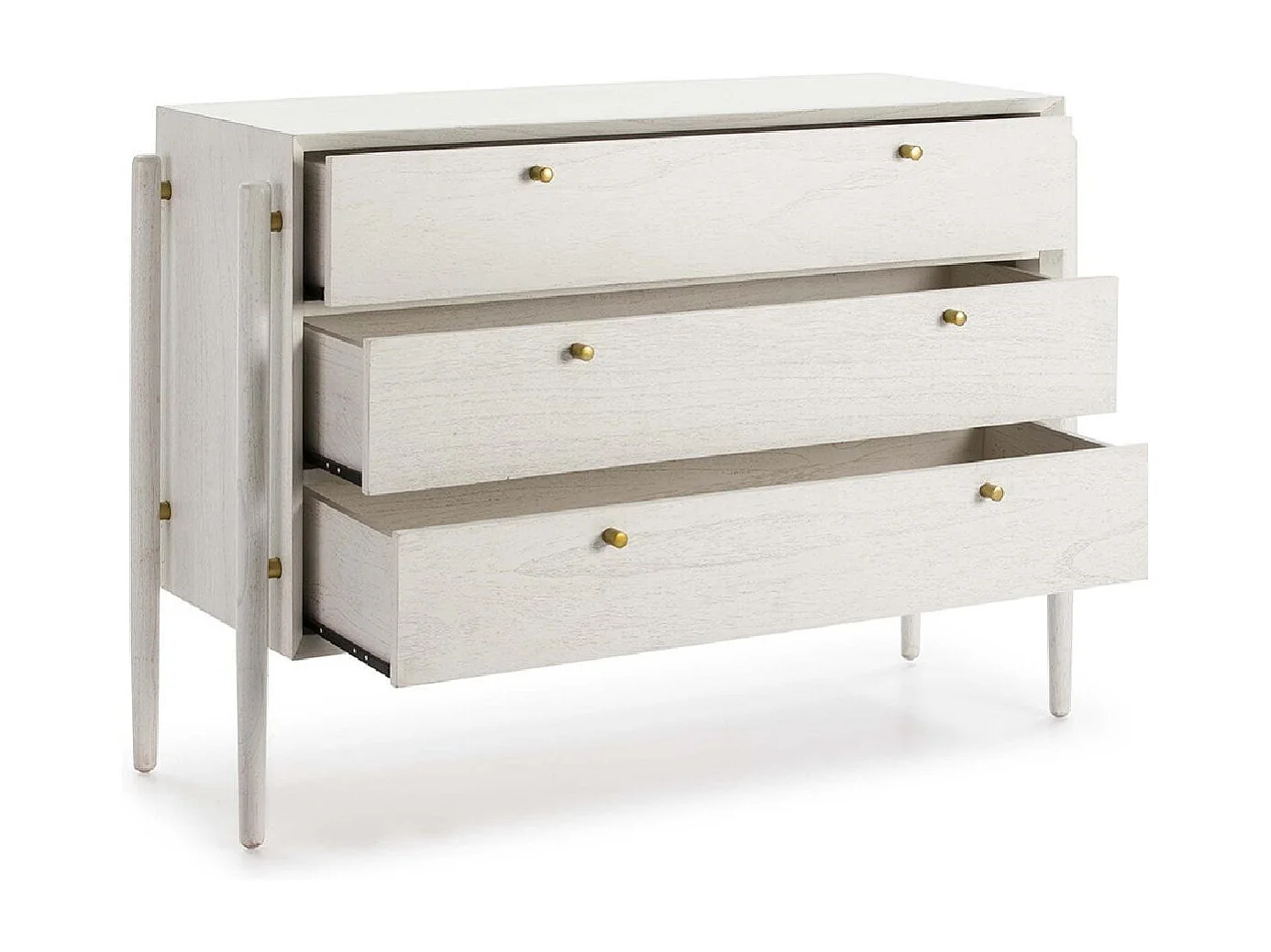 Commode 3 tiroirs bois massif blanc Vazen