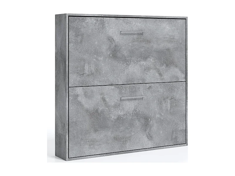 Lit escamotable superposé SOPHIA-80x200-Cadre Gris ciment-Façade Gris ciment