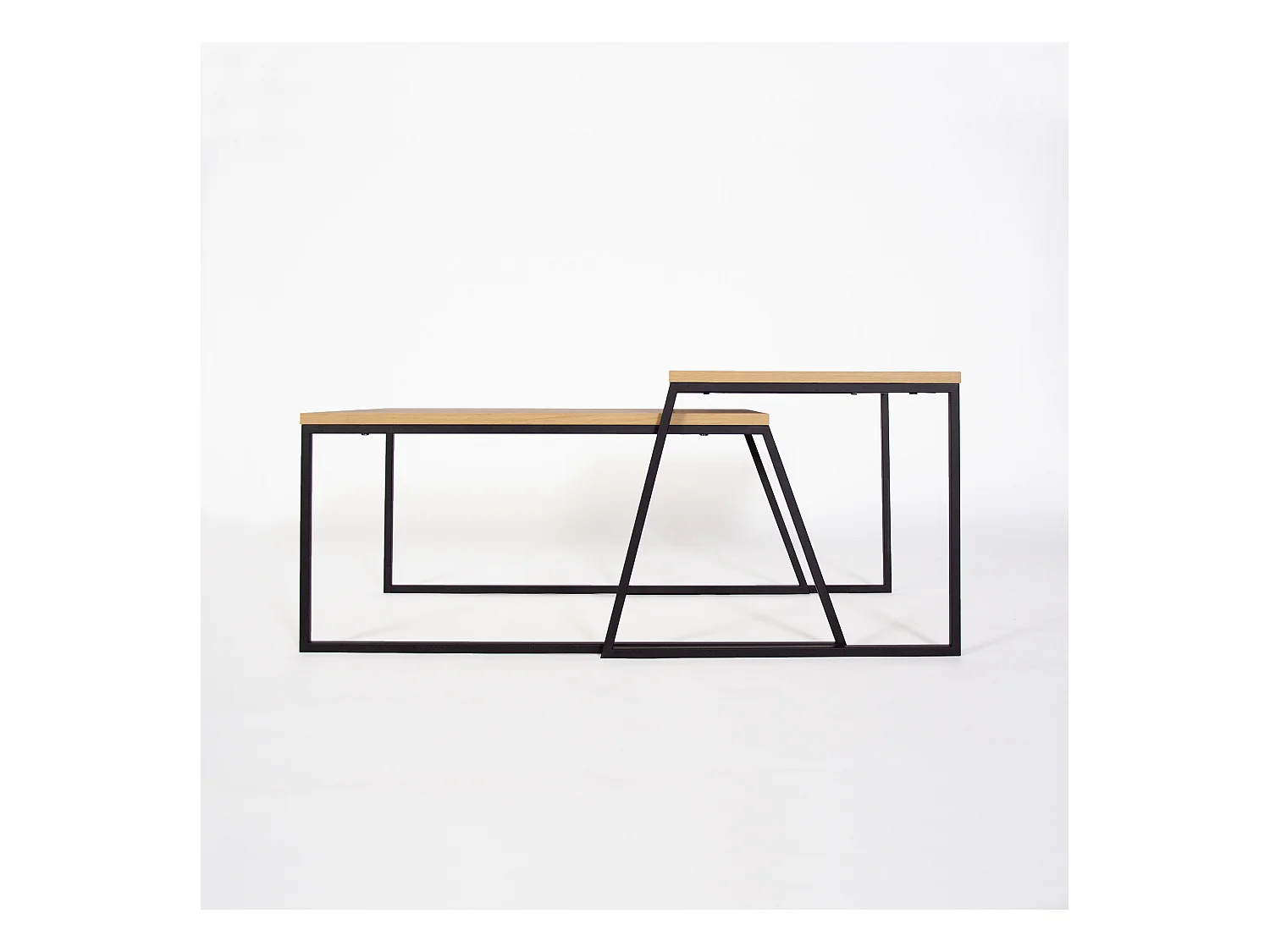 Ensemble 2 tables basses gigognes naturel et noir Valdis