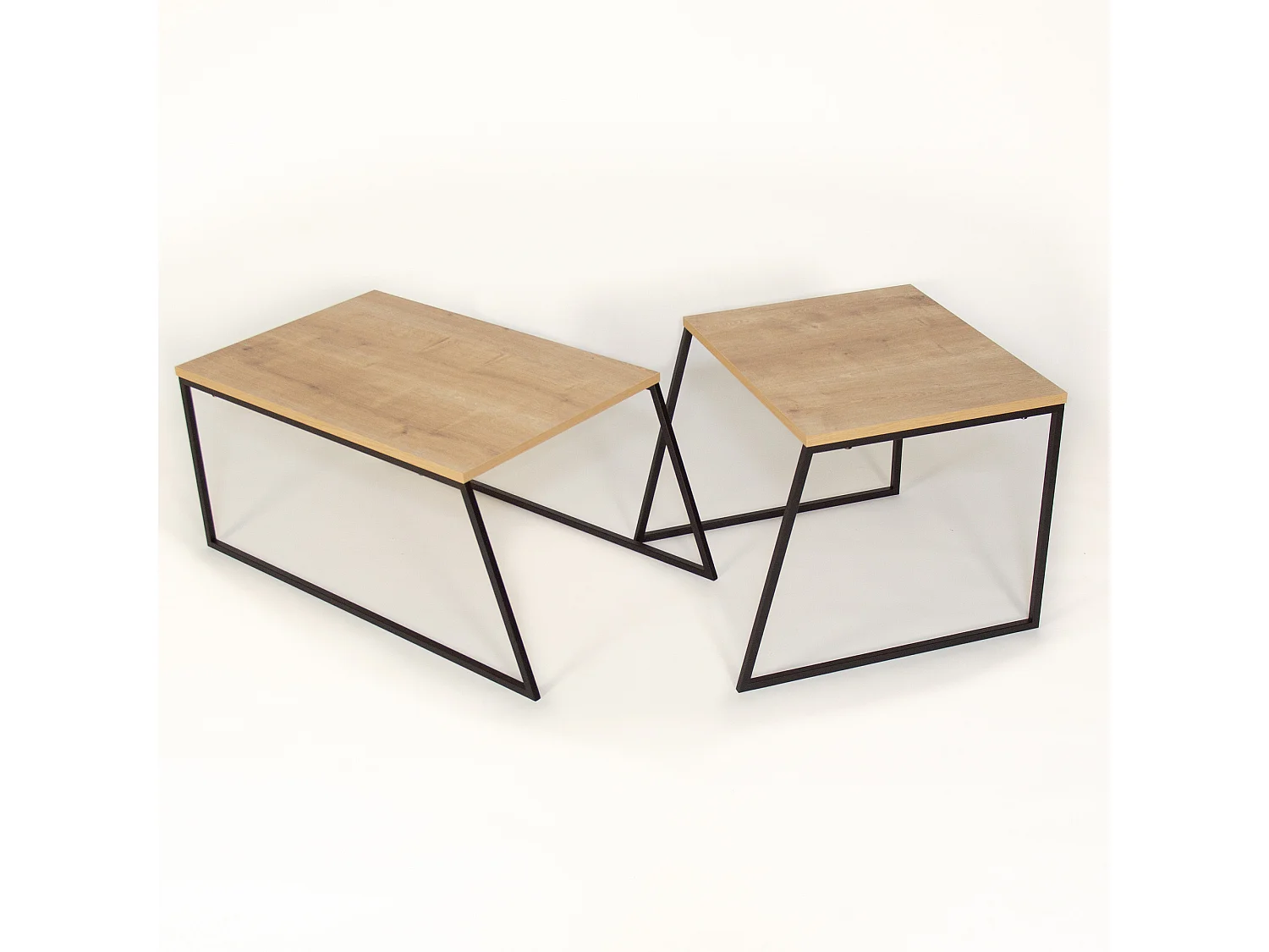 Ensemble 2 tables basses gigognes naturel et noir Valdis