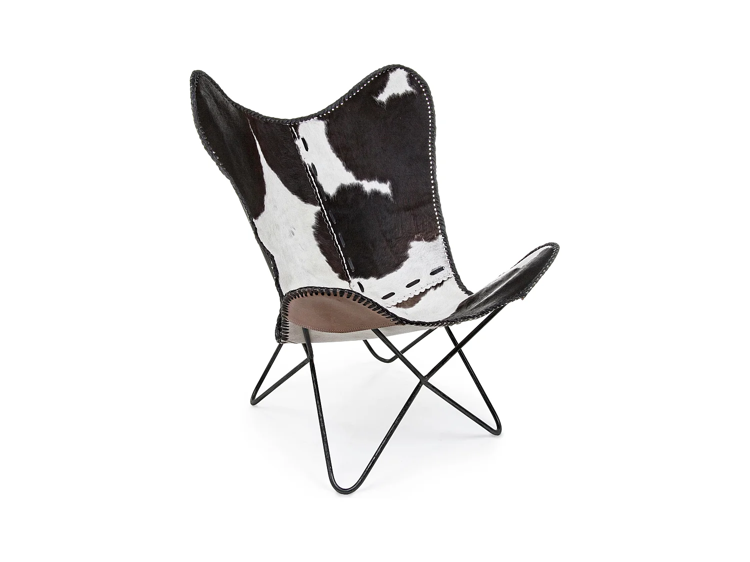 Silla mariposa de cuero Berry y patas de acero negro - Juego de 2