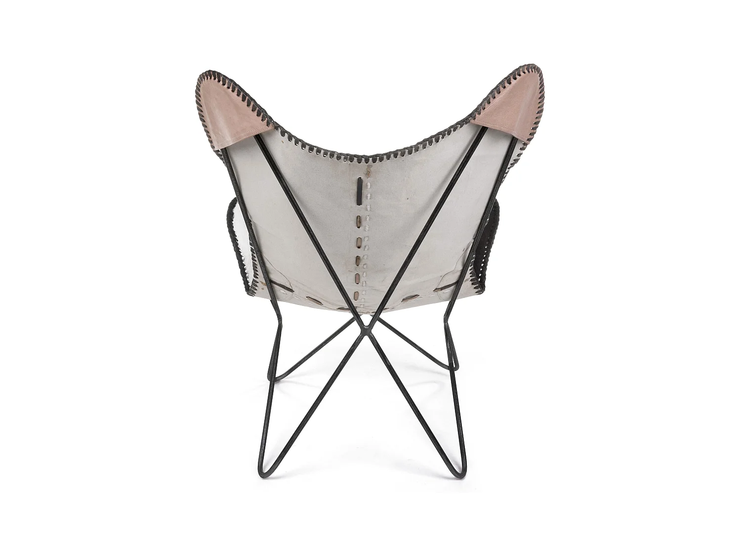 Silla mariposa de cuero Berry y patas de acero negro - Juego de 2