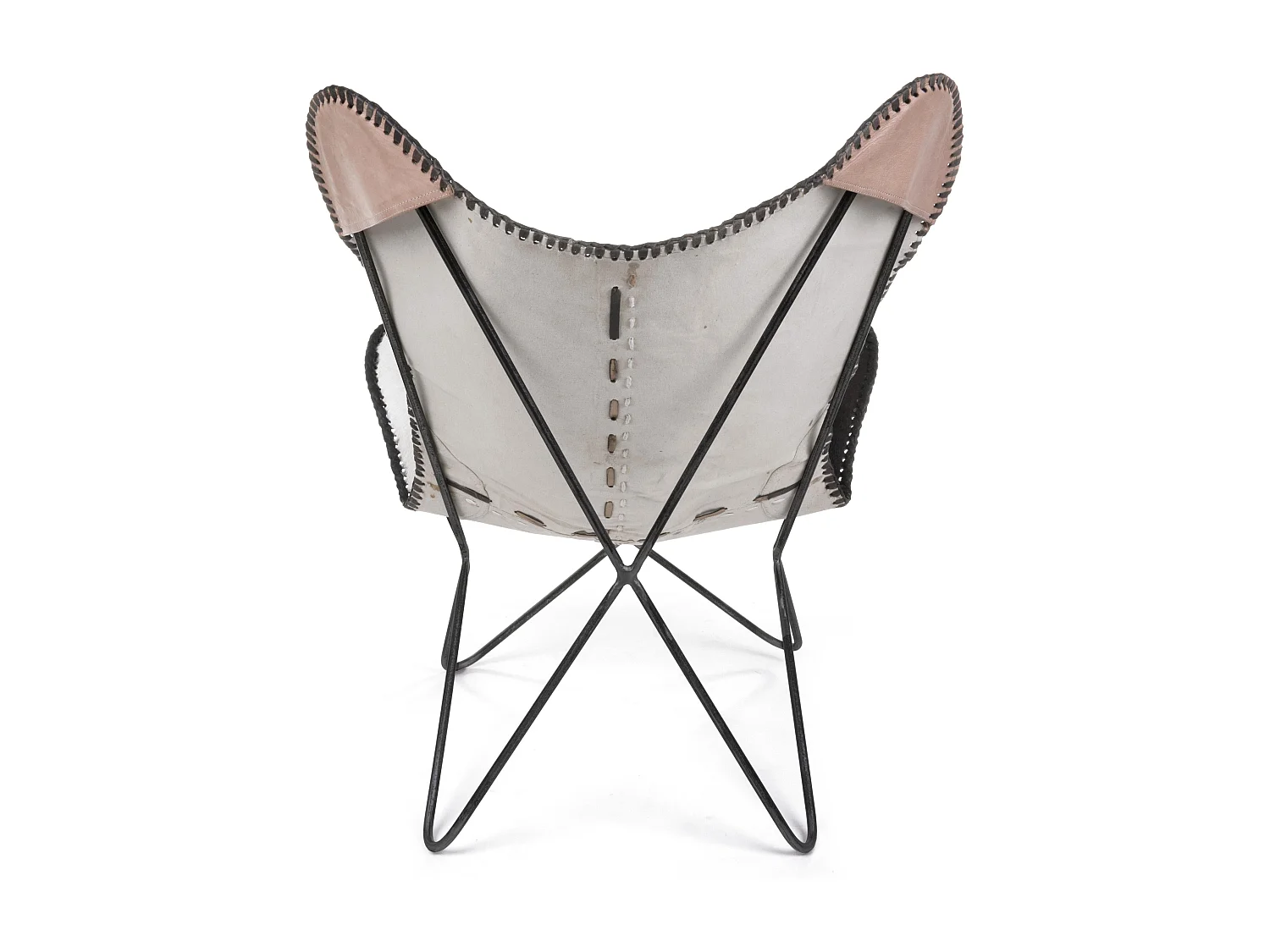 Chaise papillon cuir et pieds acier noir Berry - Lot de 2