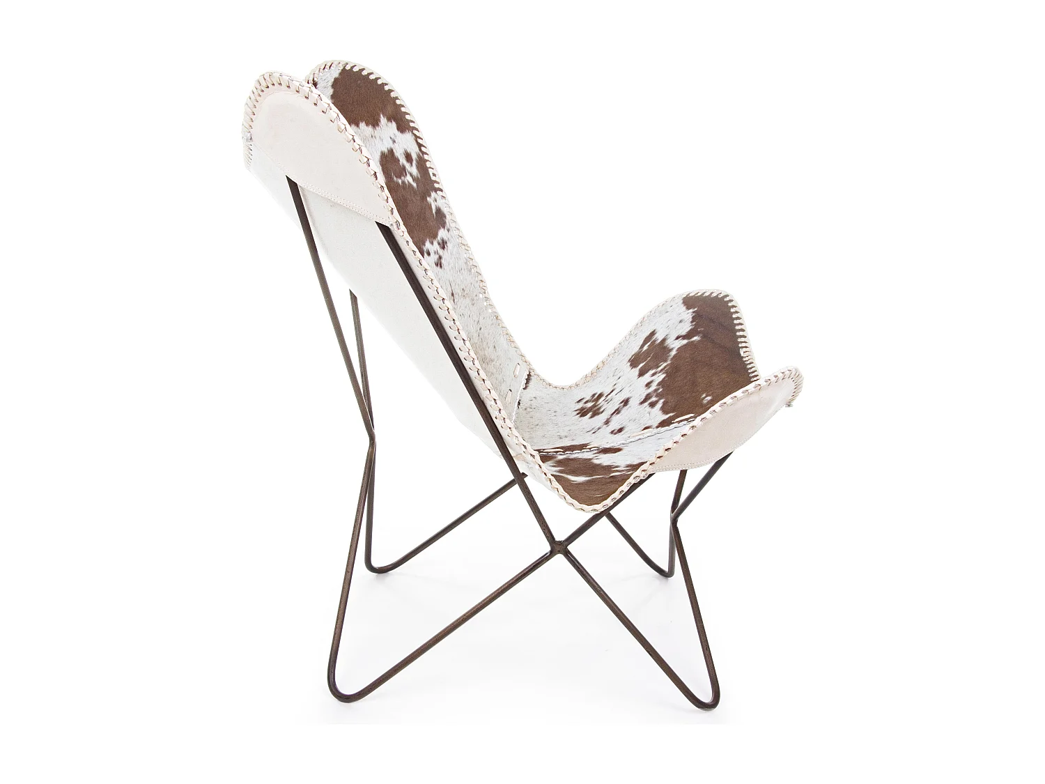 Silla mariposa de piel Berry y patas de acero bicolor - Juego de 2