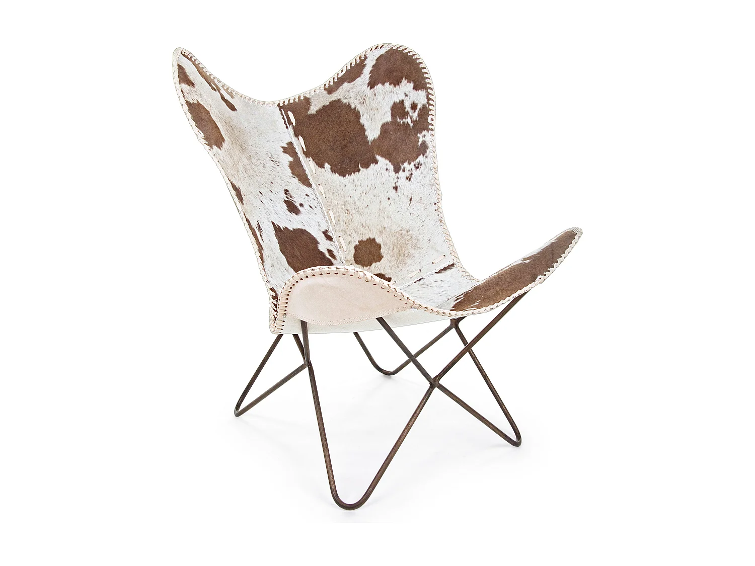 Chaise papillon cuir et pieds acier bicolore Berry - Lot de 2