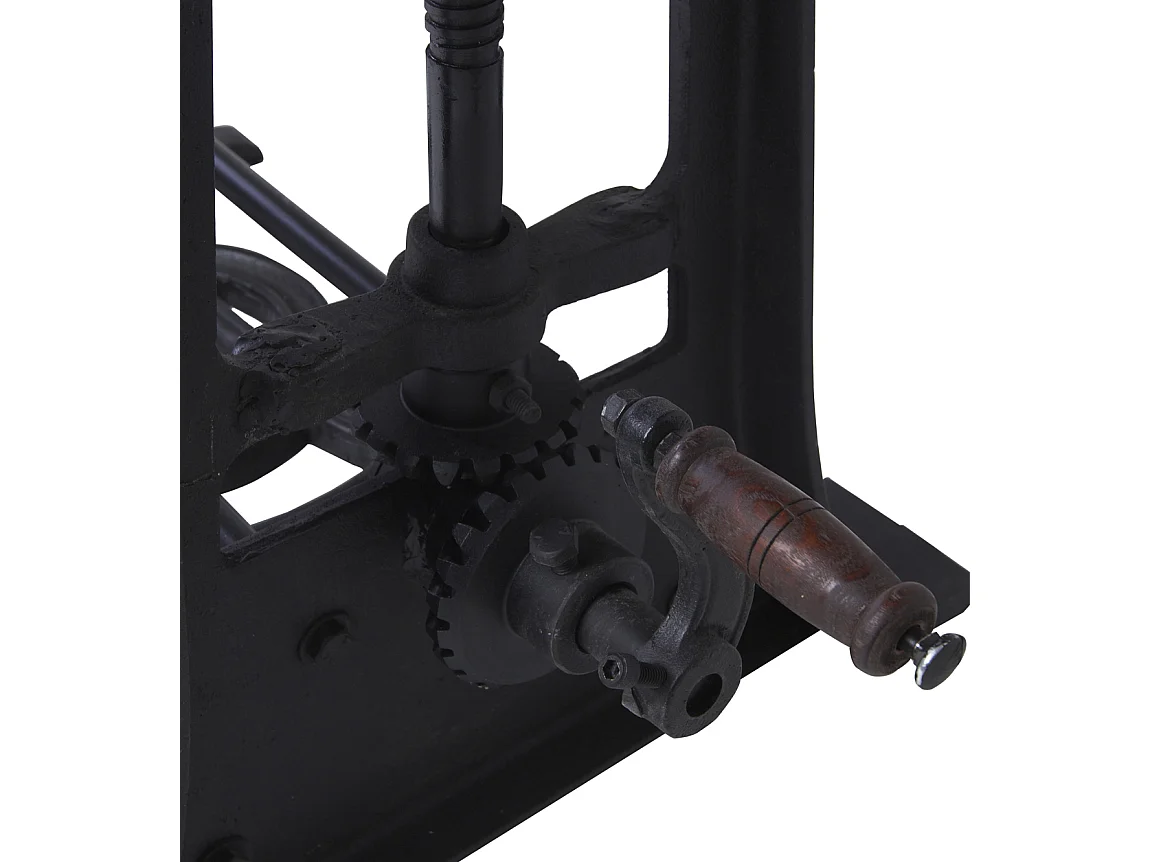 Bureau et tabouret industriel réglable fer noir et bois de manguier marron Kouba 80cm