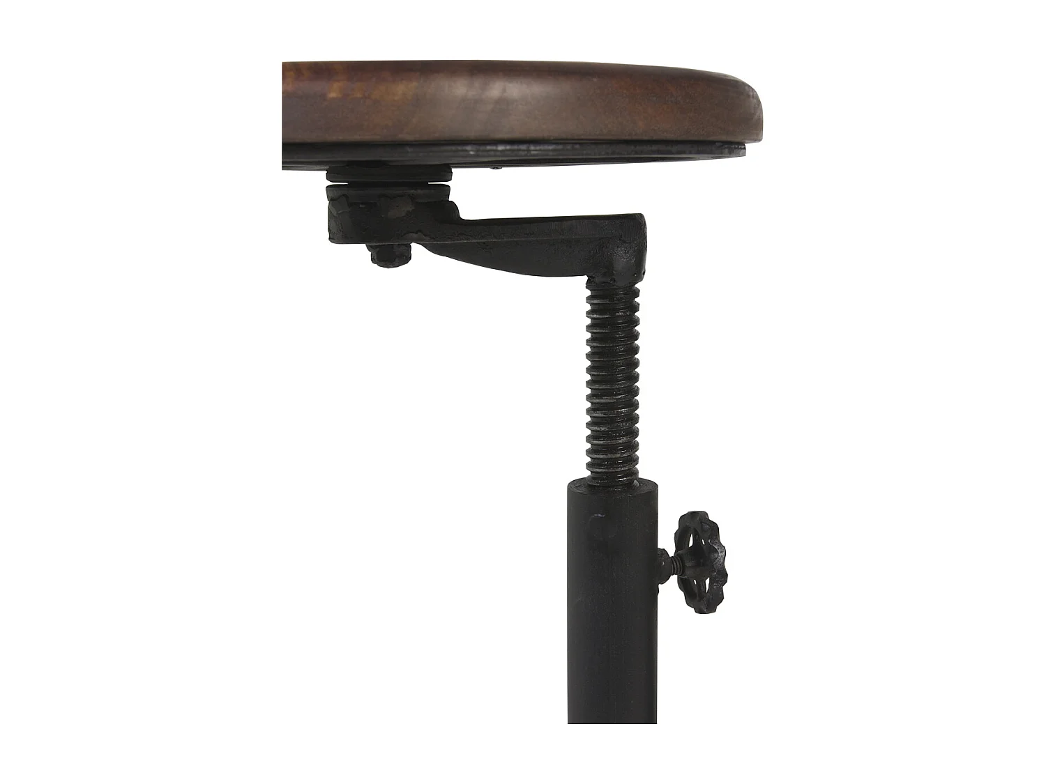 Bureau et tabouret industriel réglable fer noir et bois de manguier marron Kouba 80cm