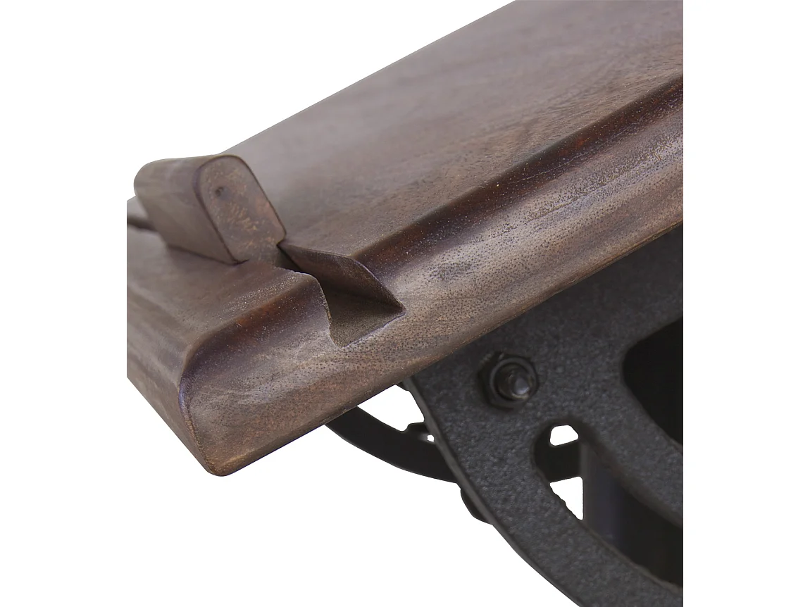 Bureau et tabouret industriel réglable fer noir et bois de manguier marron Kouba 80cm