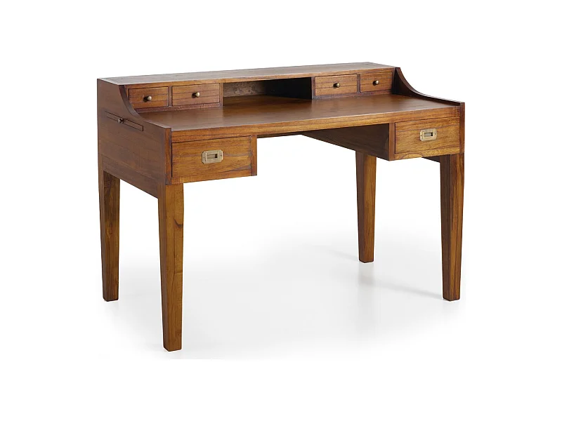 Bureau secrétaire en bois massif de Mindy 6 tiroirs Orka 125cm