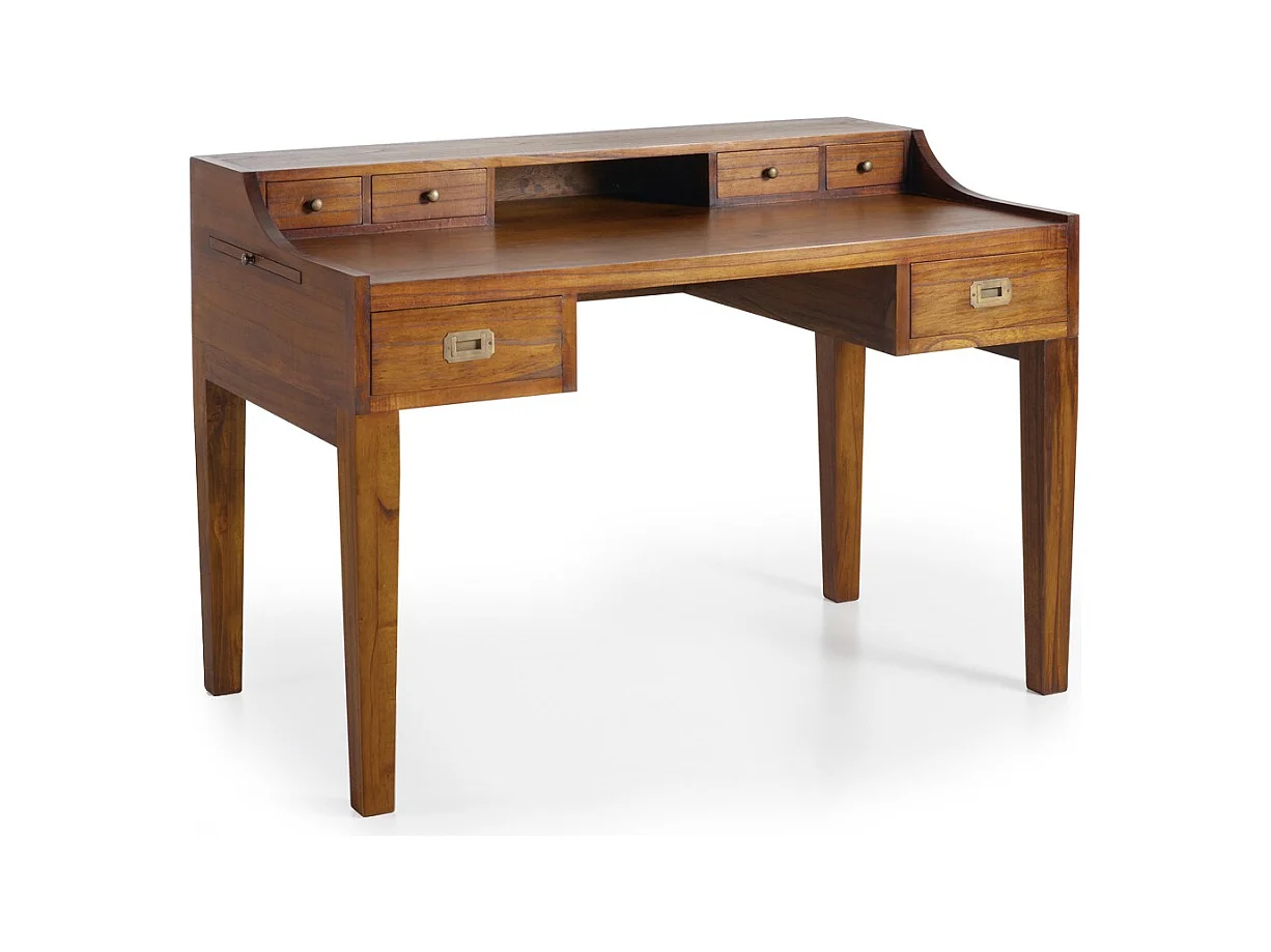Bureau secrétaire en bois massif de Mindy 6 tiroirs Orka 125cm