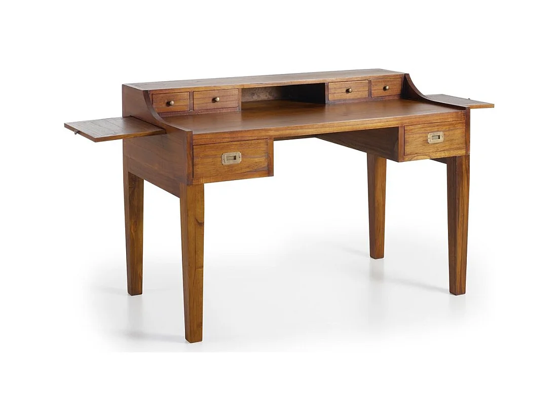 Bureau secrétaire en bois massif de Mindy 6 tiroirs Orka 125cm