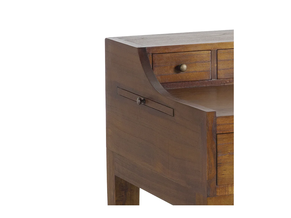 Bureau secrétaire en bois massif de Mindy 6 tiroirs Orka 125cm