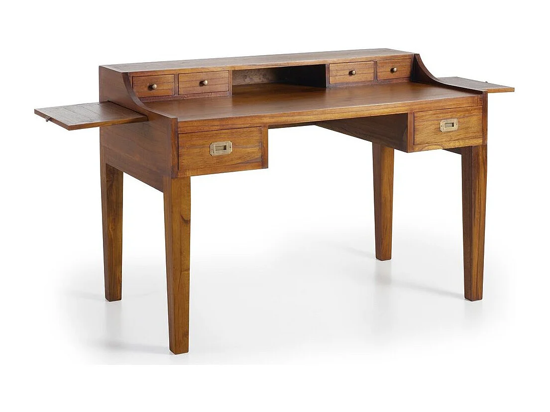 Bureau secrétaire en bois massif de Mindy 6 tiroirs Orka 125cm