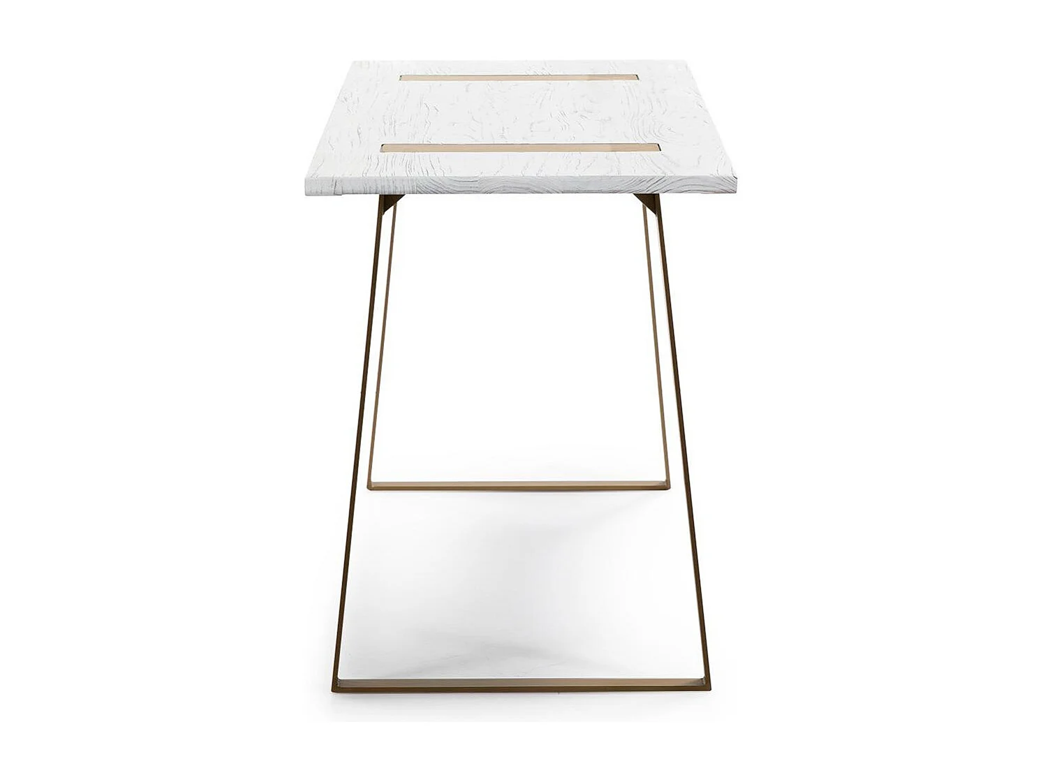 Bureau bois massif blanc et pieds métal doré Klass
