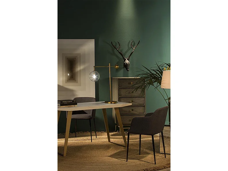 Bureau bois massif blanc et pieds métal doré Klass