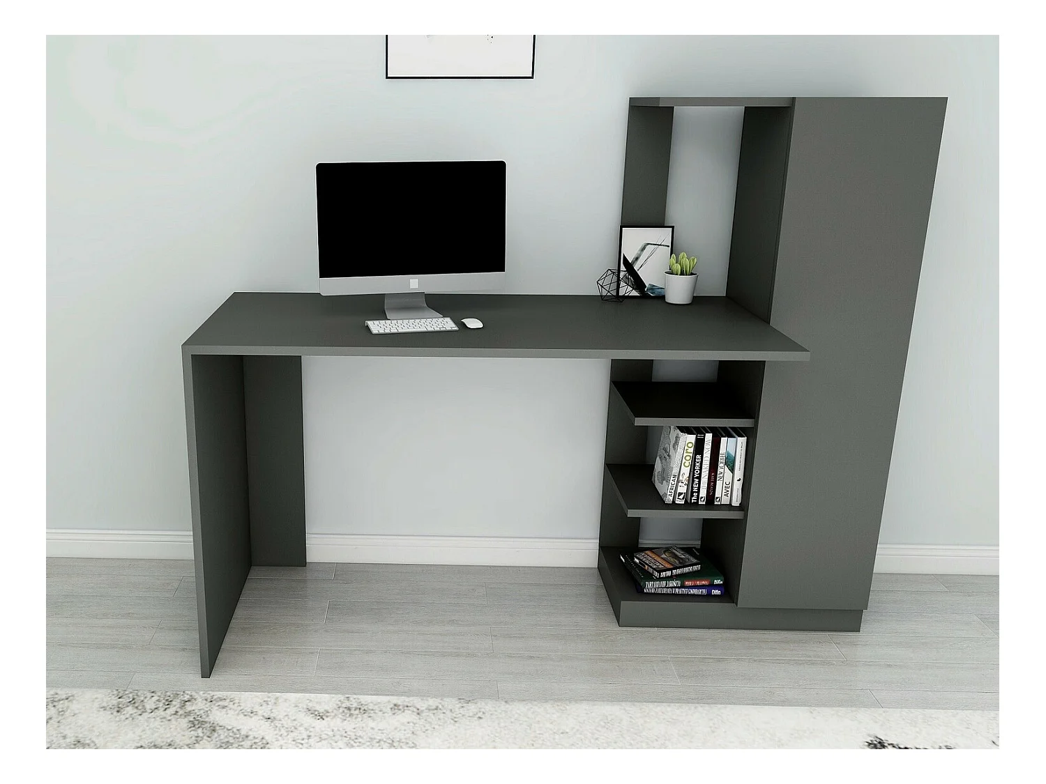 Bureau avec armoire et étagères anthracite Klasiko 120