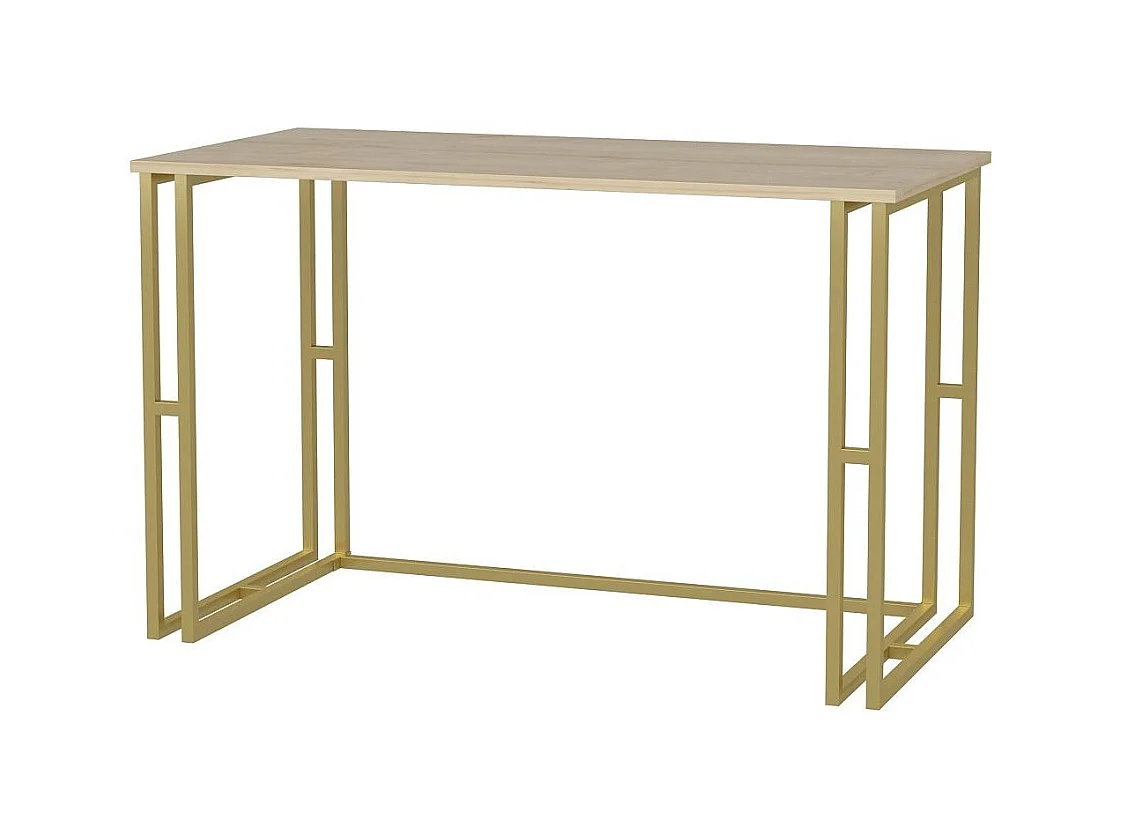 Bureau bois chêne clair et métal doré Kinoa 120cm
