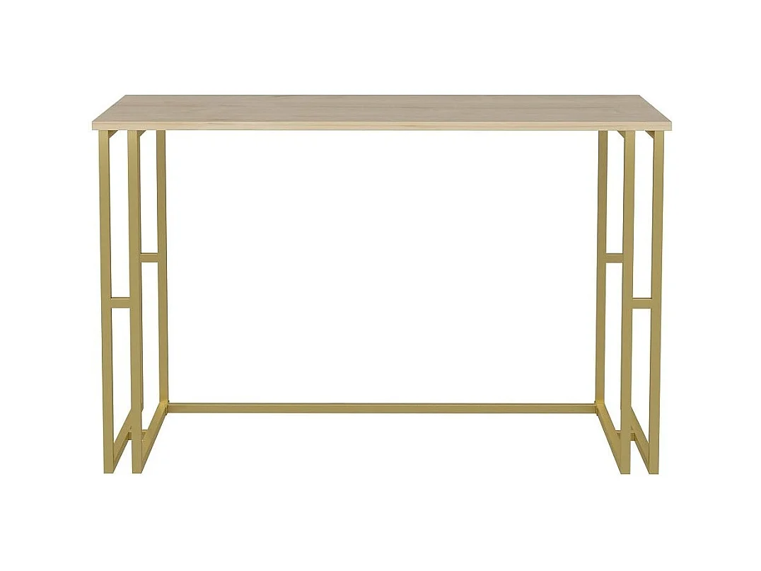 Bureau bois chêne clair et métal doré Kinoa 120cm