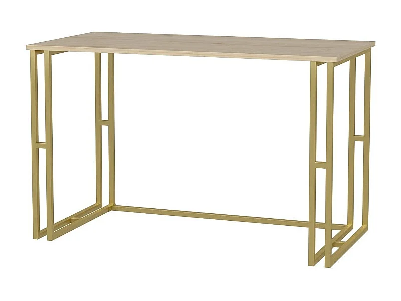 Bureau bois chêne clair et métal doré Kinoa 120cm