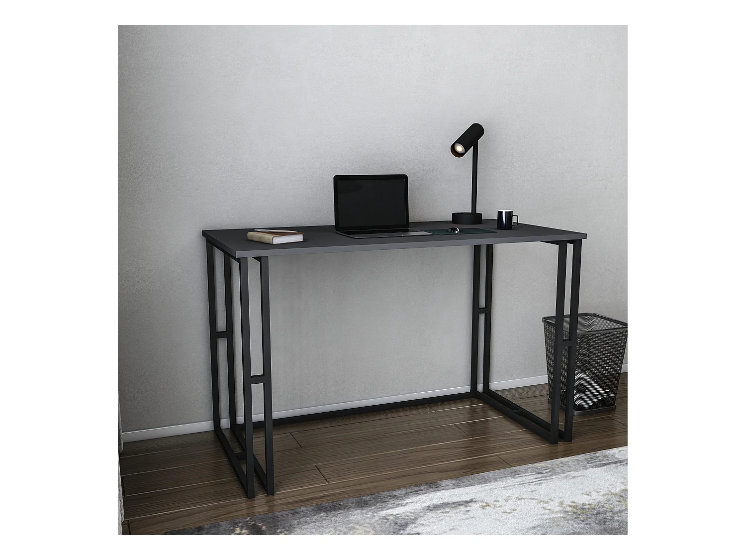 Bureau bois anthracite et métal noir Kinoa 120cm