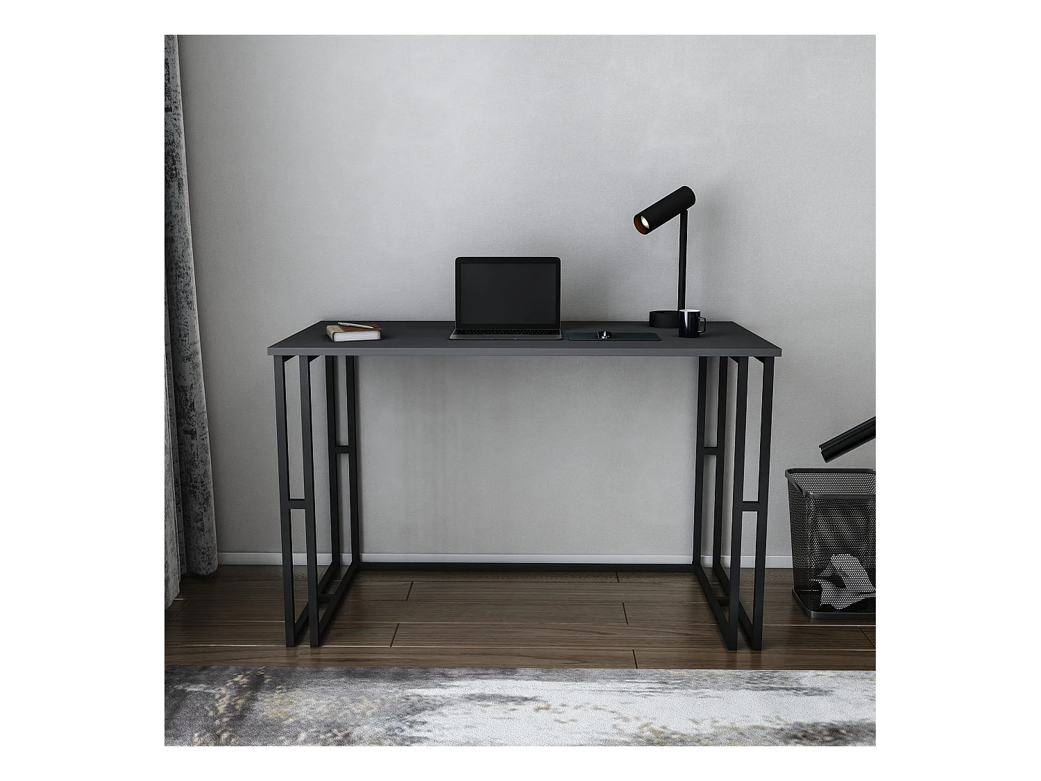 Bureau bois anthracite et métal noir Kinoa 120cm