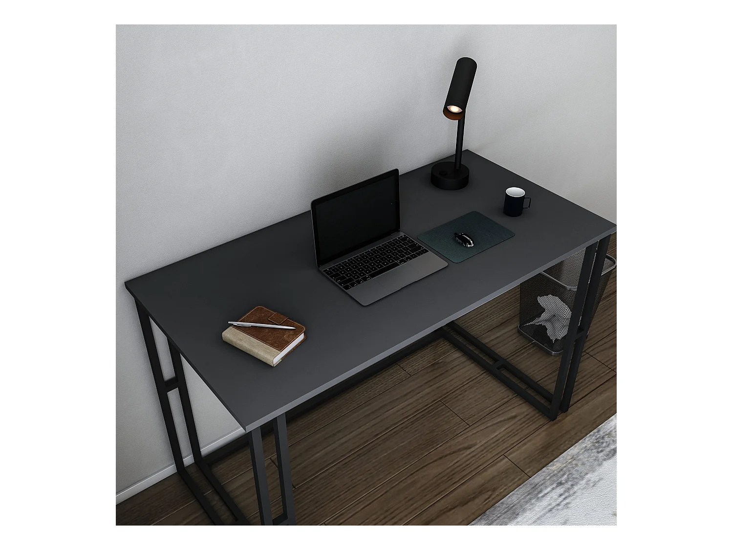 Bureau bois anthracite et métal noir Kinoa 120cm
