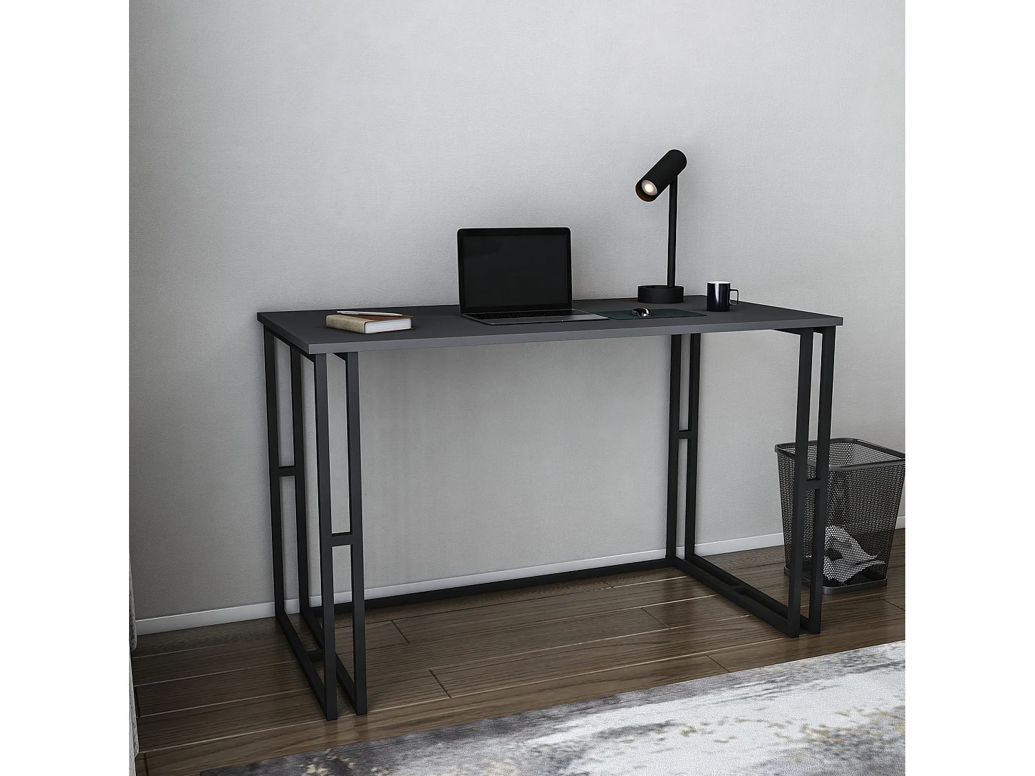 Bureau bois anthracite et métal noir Kinoa 120cm