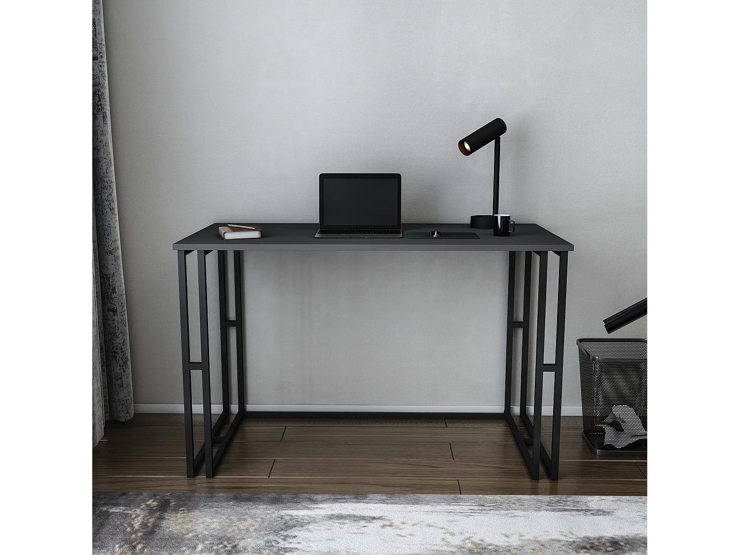 Bureau bois anthracite et métal noir Kinoa 120cm