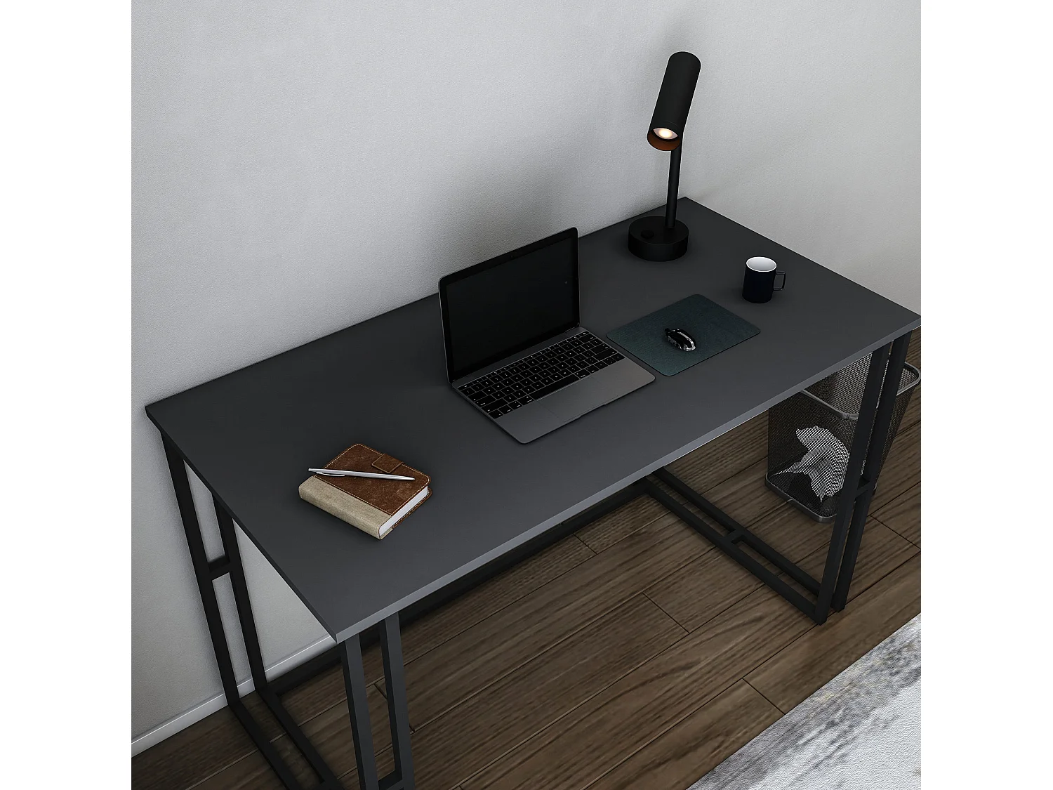 Bureau bois anthracite et métal noir Kinoa 120cm