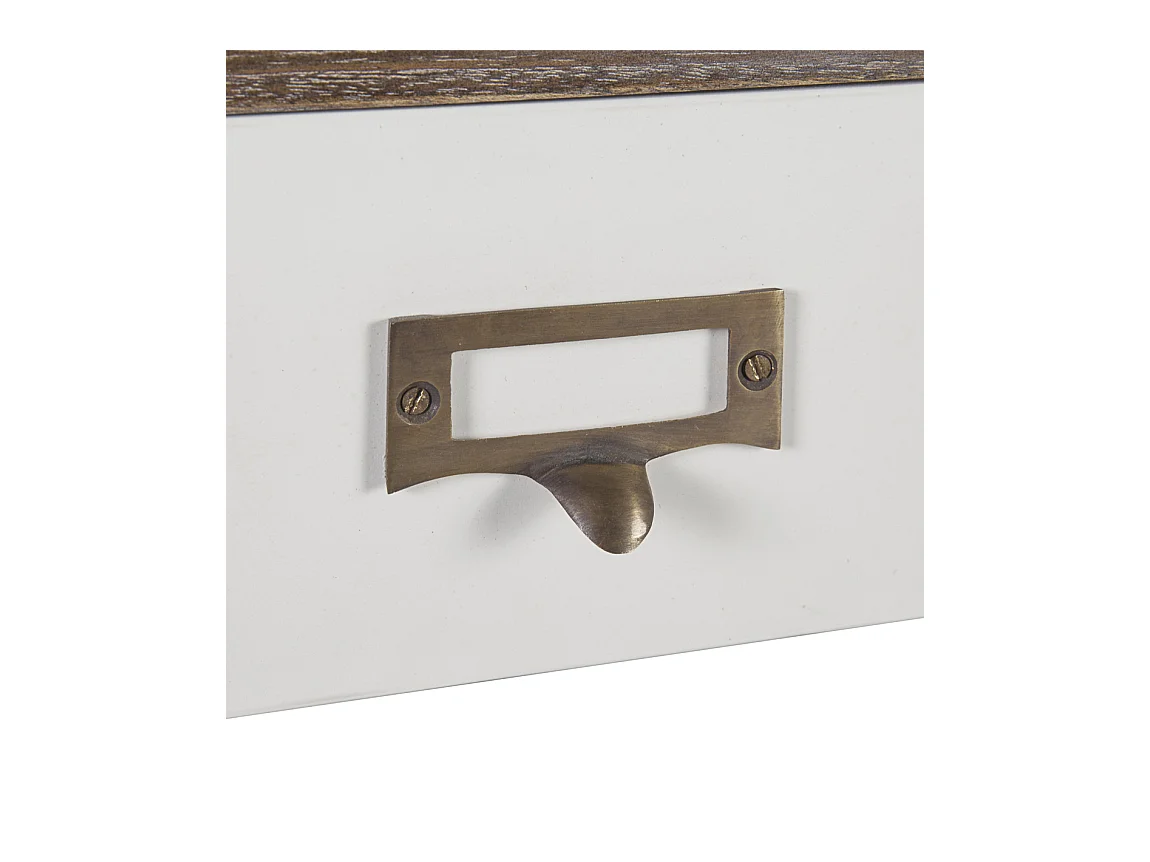 Bureau tretaux à hauteur réglable bois massif de mindi blanc et marron Kirest 150cm