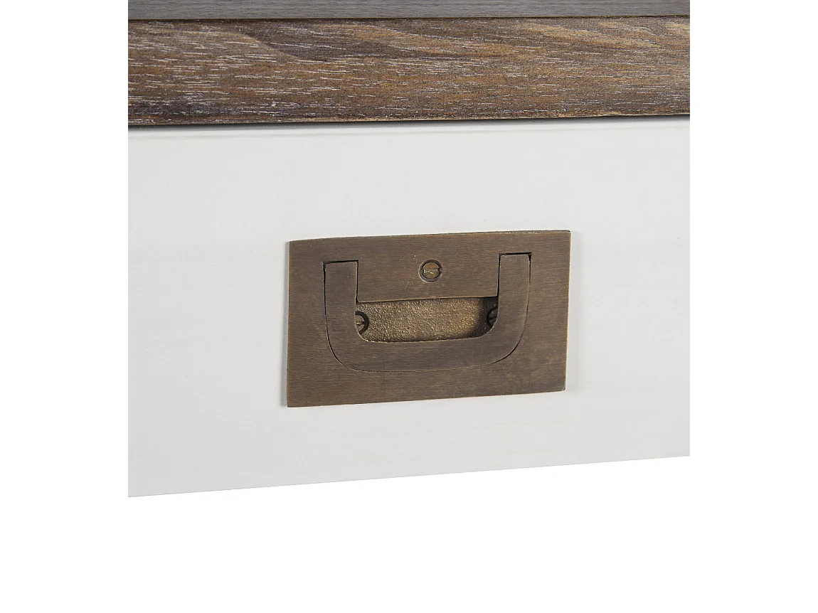 Bureau tretaux à hauteur réglable bois massif de mindi blanc et marron Kirest 150cm