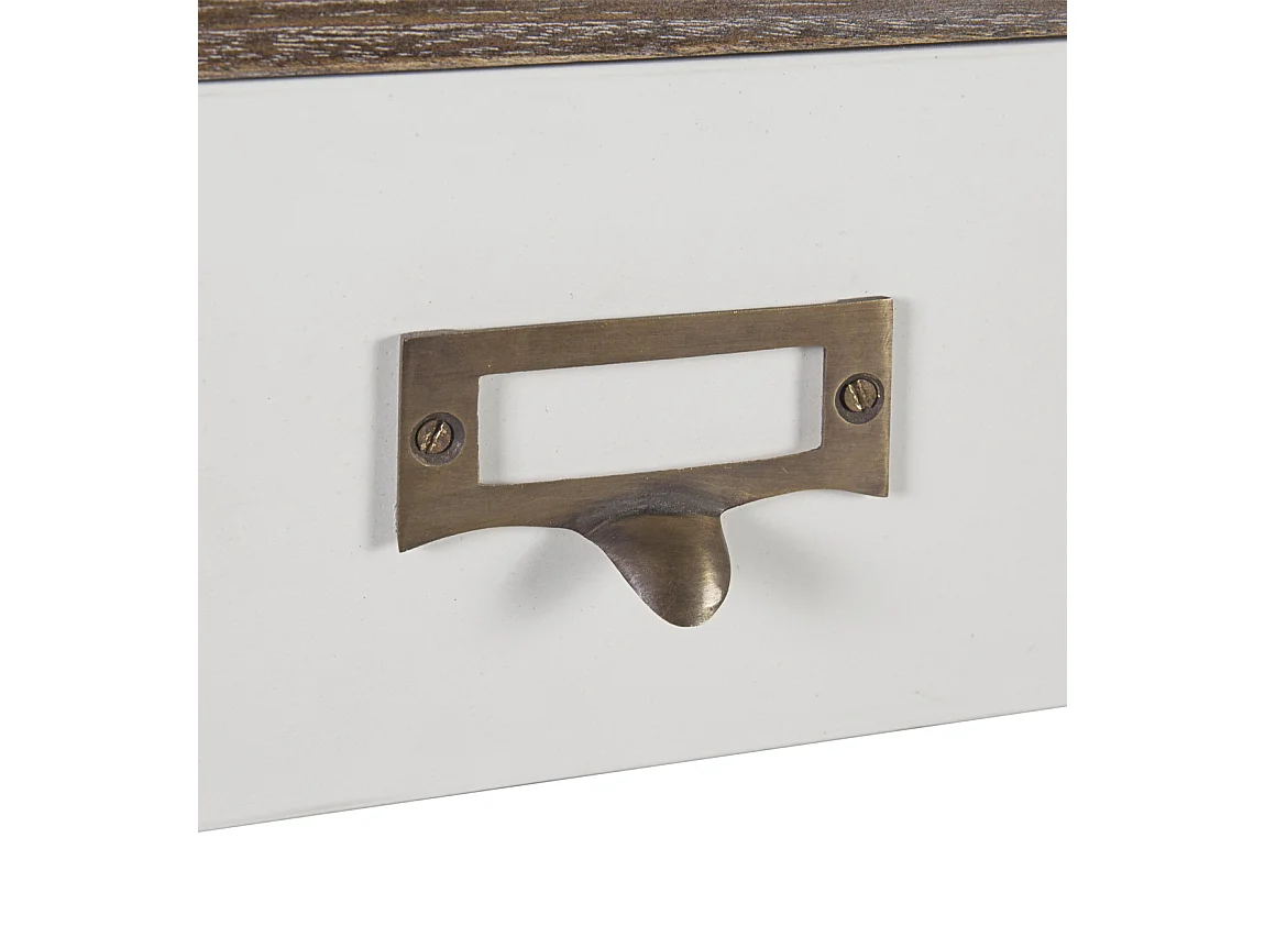 Bureau tretaux à hauteur réglable bois massif de mindi blanc et marron Kirest 150cm