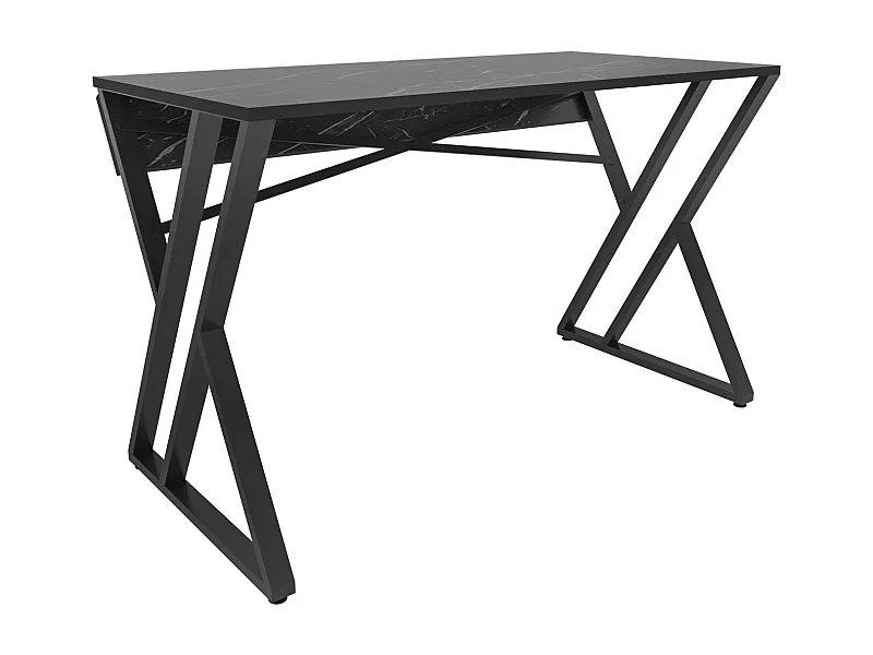 Bureau style industriel Powa 120cm Noir et Noir Effet marbre