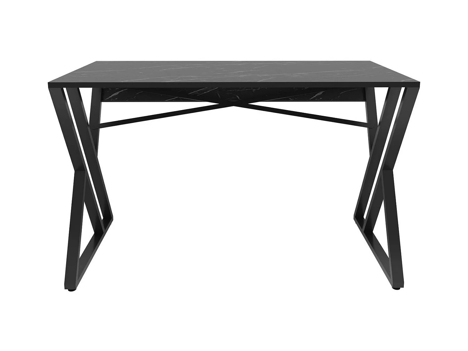 Bureau style industriel Powa 120cm Noir et Noir Effet marbre