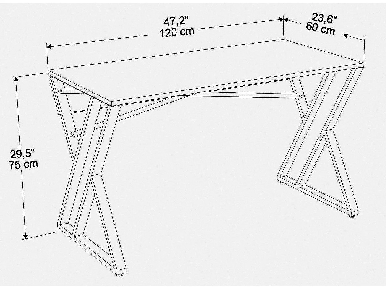 Bureau style industriel Powa 120cm Noir et Noir Effet marbre