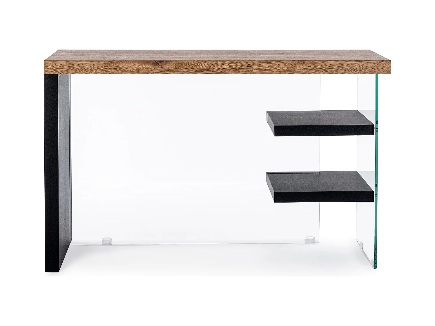 Bureau bois naturel noir et verre trempé Lina 120cm