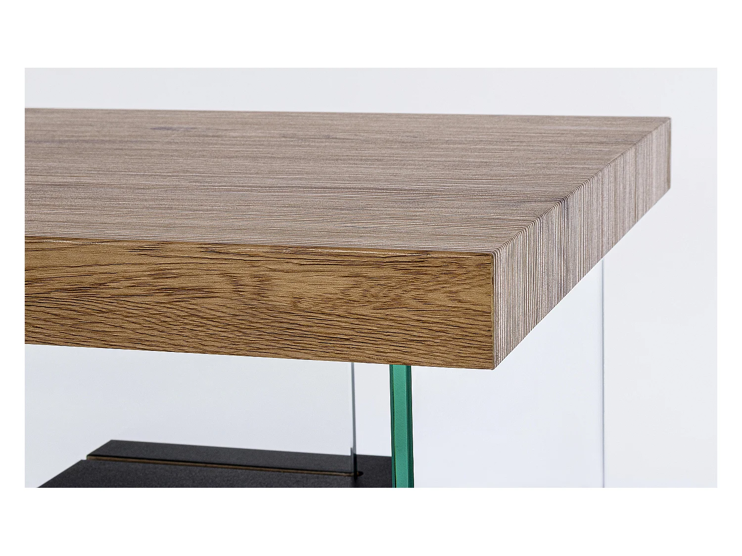 Bureau bois naturel noir et verre trempé Lina 120cm