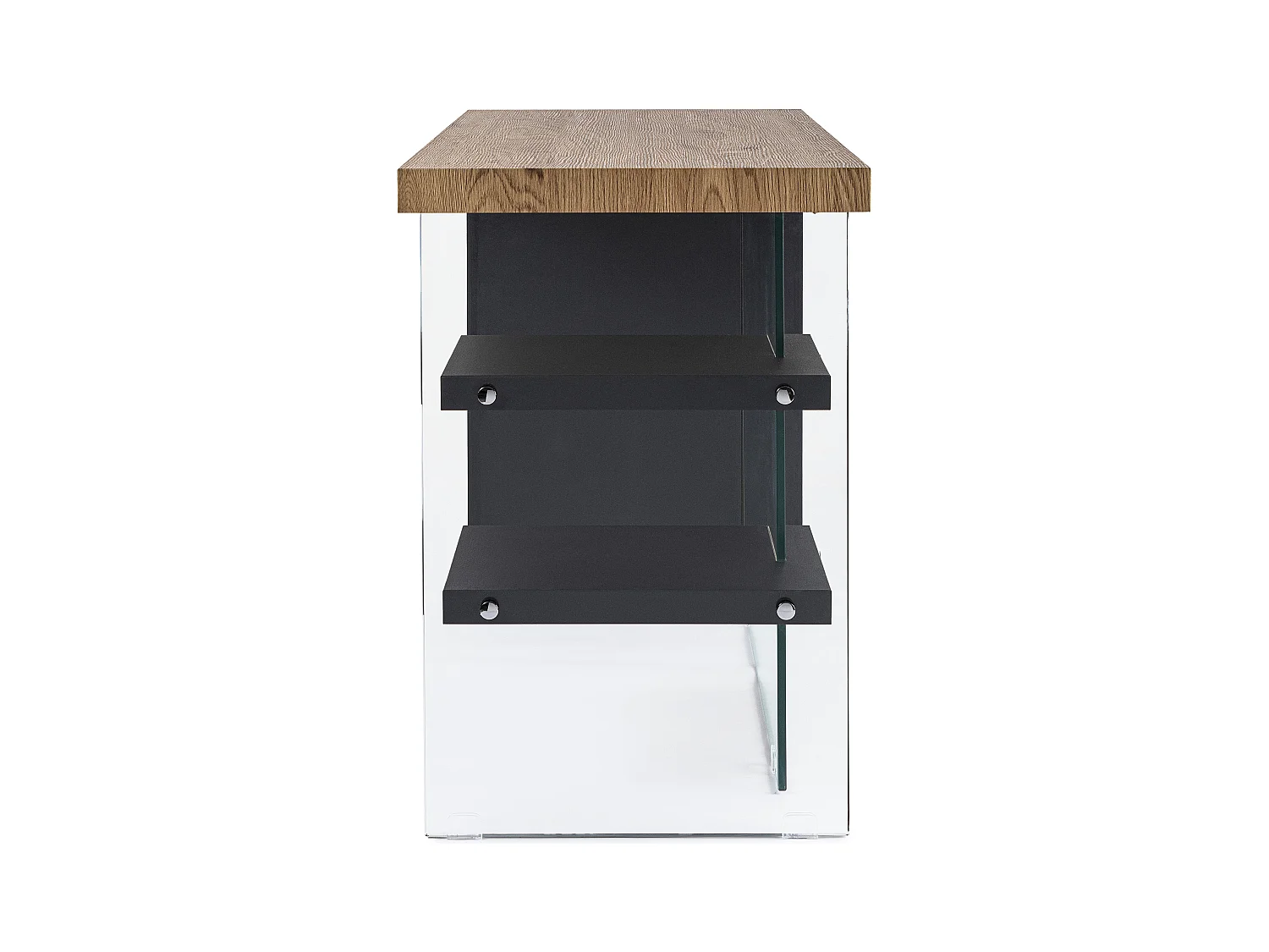 Bureau bois naturel noir et verre trempé Lina 120cm