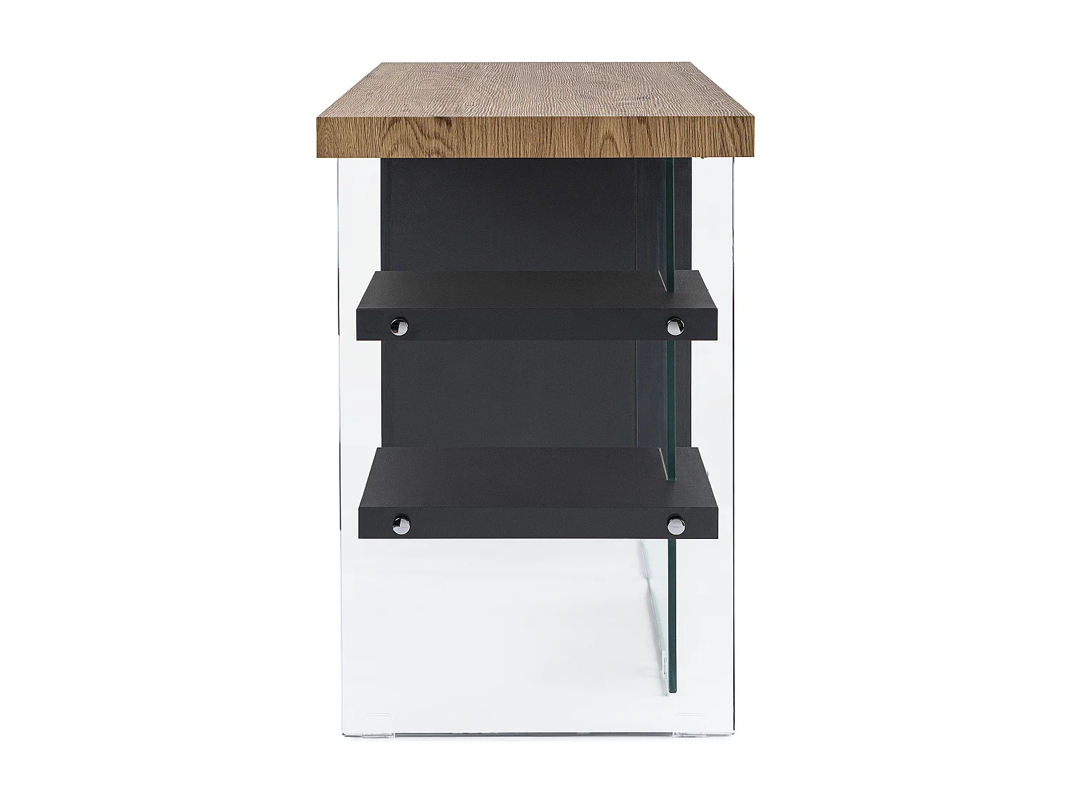 Bureau bois naturel noir et verre trempé Lina 120cm