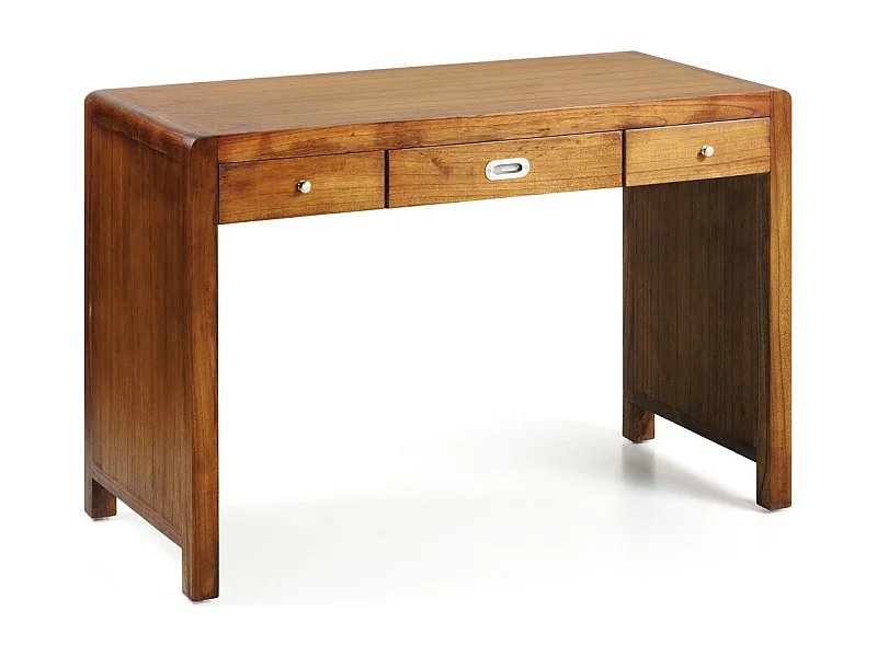 Bureau en bois massif de Mindy marron 3 tiroirs SOKY