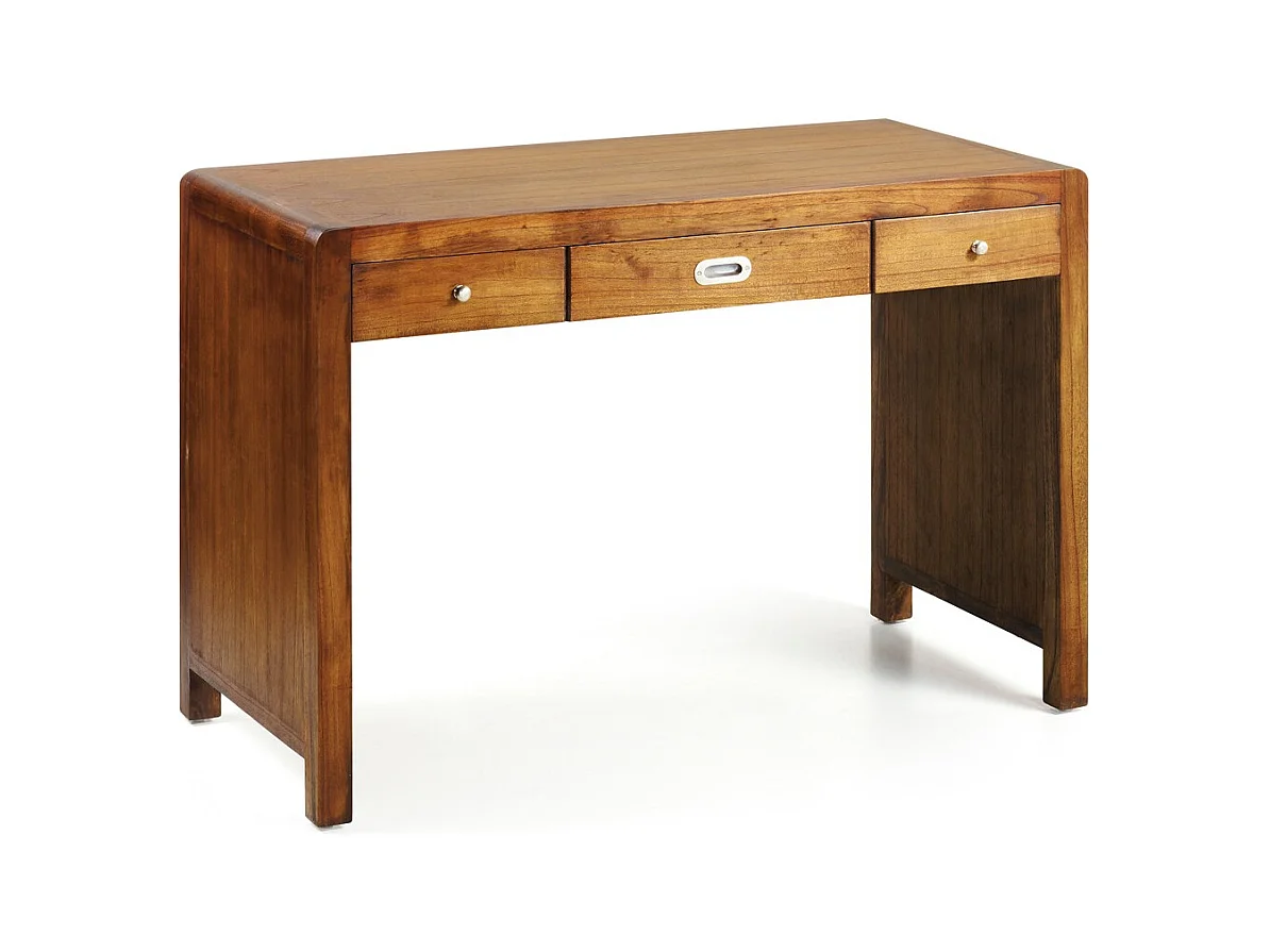 Bureau en bois massif de Mindy marron 3 tiroirs SOKY