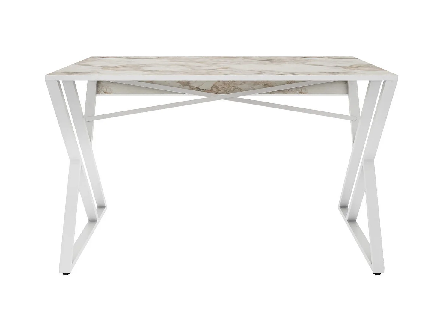 Bureau style industriel Powa 120cm Blanc et Blanc Effet marbre