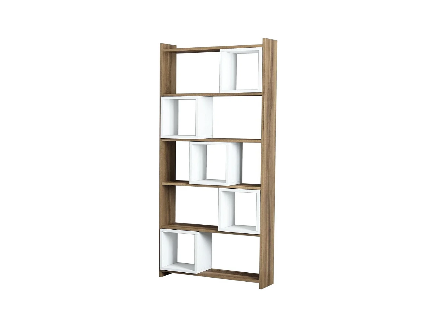 Ensemble bureau bibliothèque et étagère Officila Bois Naturel et Blanc