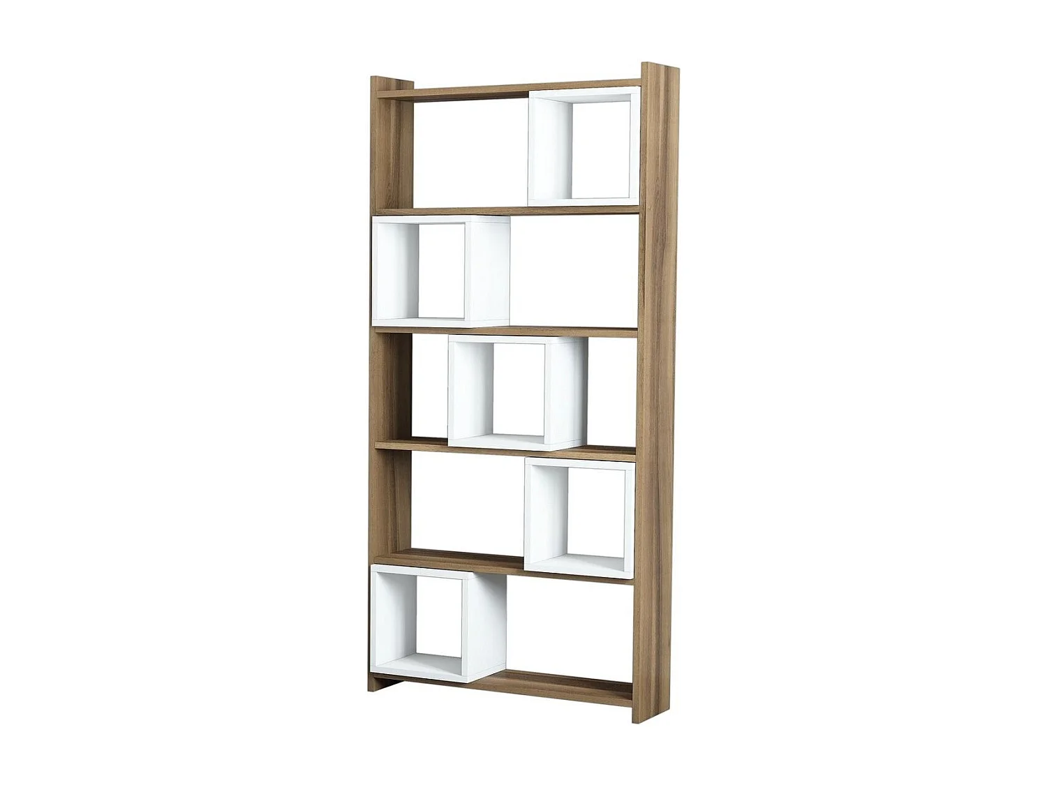 Ensemble bureau bibliothèque et étagère Officila Bois Naturel et Blanc
