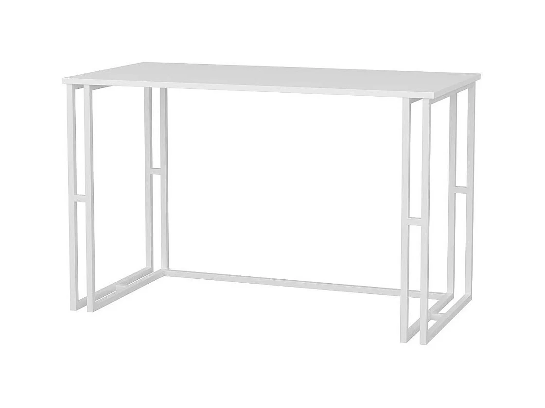 Bureau bois blanc et métal blanc Kinoa 120cm