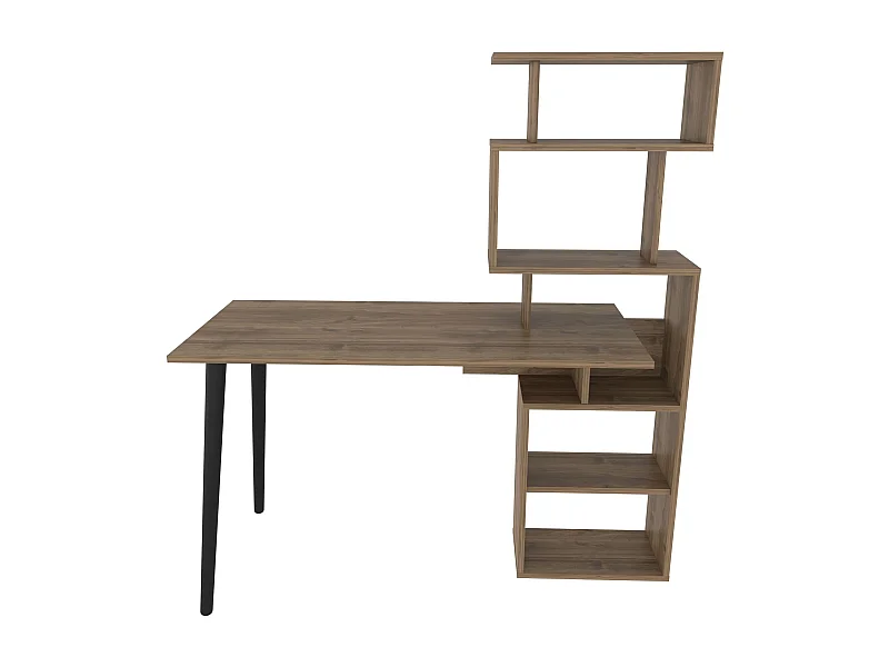 Bureau avec étagères Bardon L133cm Bois foncé