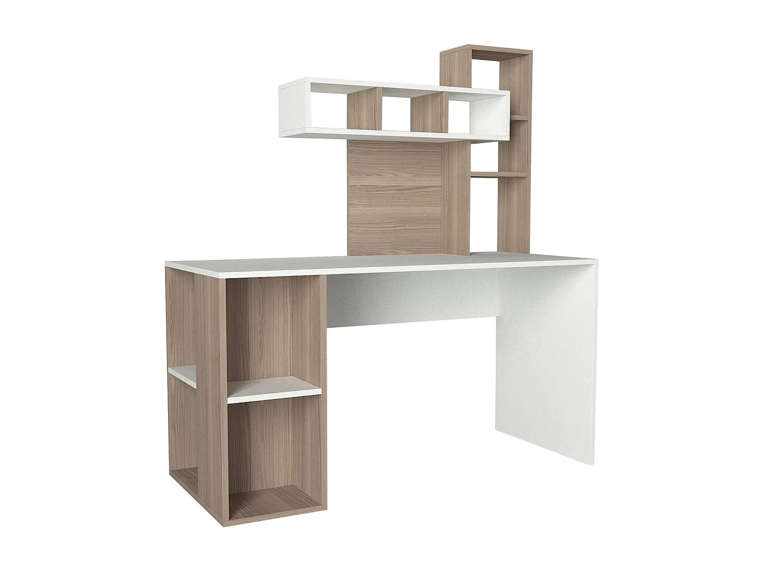 Scrivania da ufficio Kailua 296, 75x140x60cm, Bianco|Nocciola